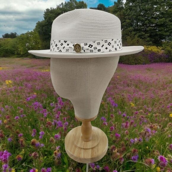 MEN'S STEVEN LAND MYAN WHITE FEDORA STRAW HAT. SH-108 WHITE. - Picture 1 of 9
